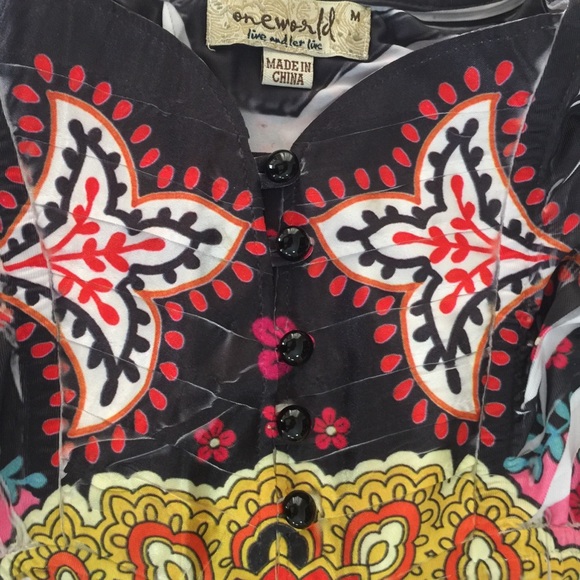 ONE WORLD Black/Floral Maxi Dress, Size Medium - Picture 8 of 8